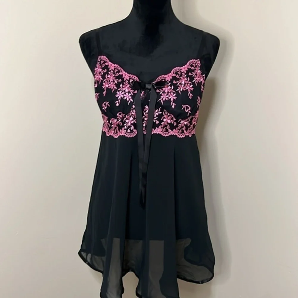 Seductive Wear Vintage Mesh Sexy Women’s Floral Lace Babydoll Mini Slip Dress